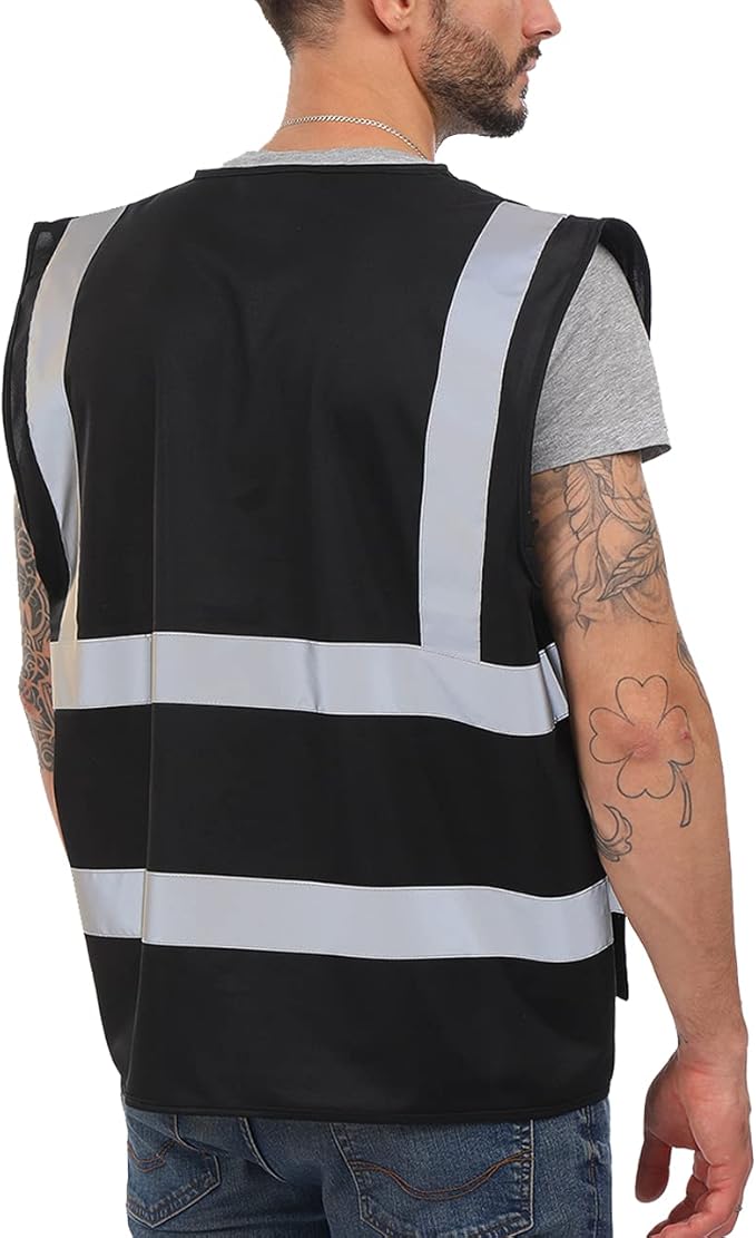 Dib Safety Reflective Vest ANSI Class 2, High Visibility Vest with Pockets and Zipper, Construction Work, Hi Vis