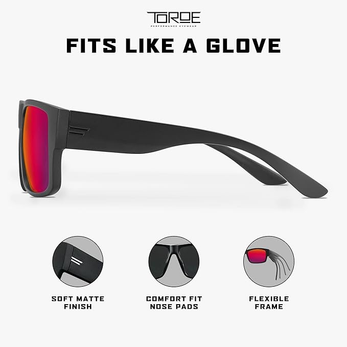 TOROE Z87+ Polarized Safety Sunglasses Matte Black TR90 Frame, ANSI Rated Lens