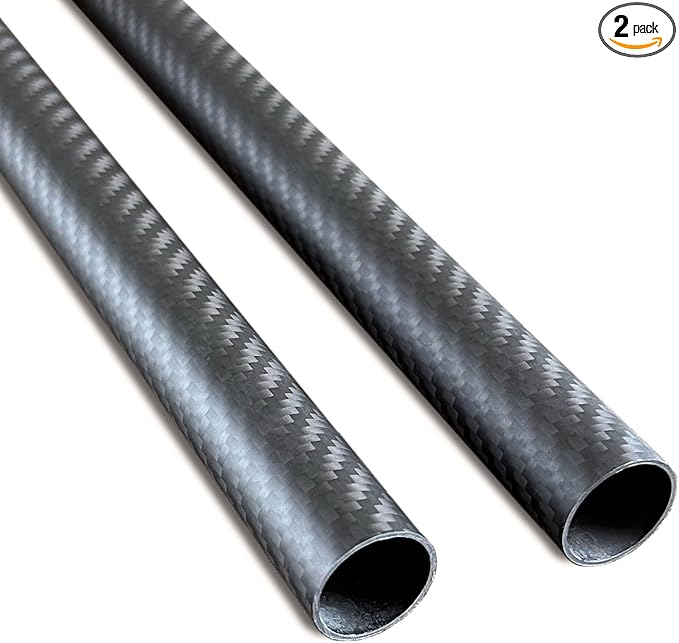 2pcs Carbon Fiber Tubes 22mmx20mmx420mm 3K roll Wrapped Twill Matte Surface
