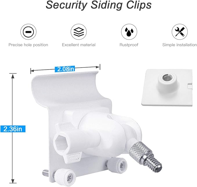 HOLACA Vinyl Siding Hooks Mount for Ring Solar Panel,Universal Solar Panel Siding Mount for Ring, Arlo, Eufy, Wyze, Reolink Solar Panels and More,Weatherproof Aluminum Alloy Material (White)