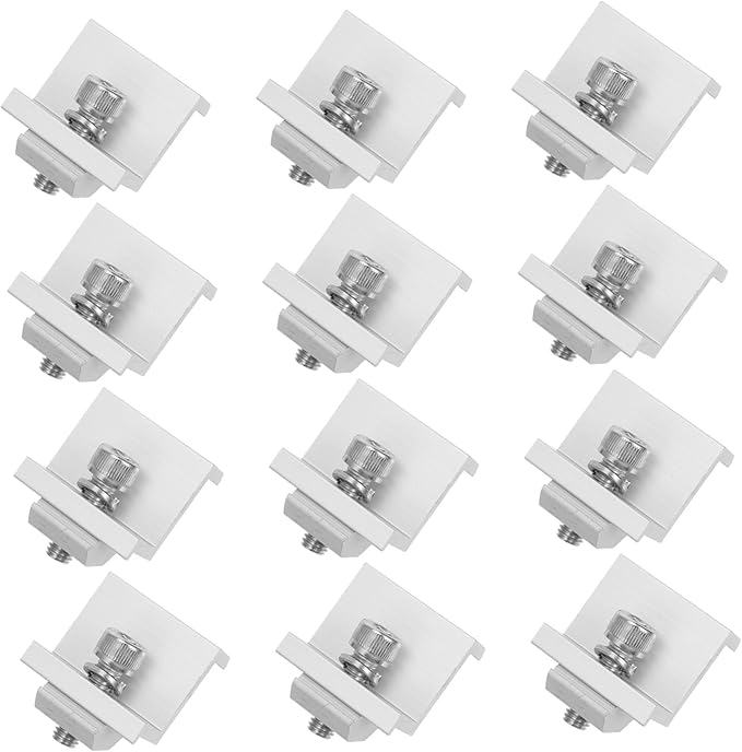 12Pcs Solar Panel Clamp Durable Metal Bracket Clips for Secure Solar Mounting Versatile Design for Various Solar Systems Weather Resistant