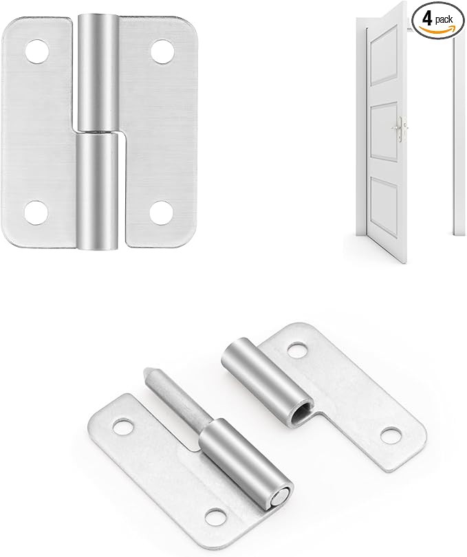 2.5 Inch Lift Off Hinges, Stainless Steel 304 Small Slip Joint Flag Hinge, Removable for Wooden Metal Doors, Cabinet Doors, Metal Boxes and More (Left Handed, 4 PCS)
