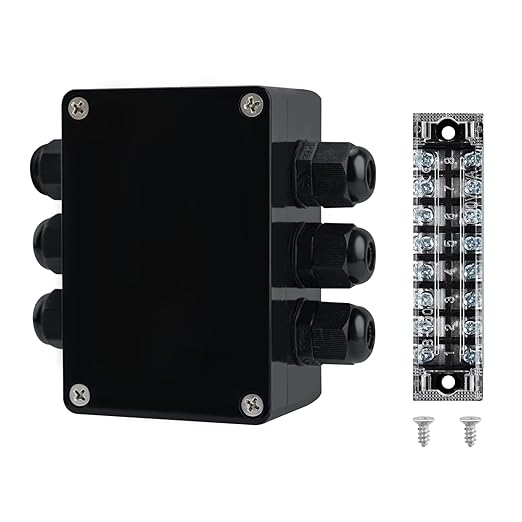 ABS IP67 Waterproof Dustproof Electrical Junction Box, with 15A 600V Barrier Terminal Cable Connector, 3IN/3Out Power Junction Box（3.93 * 2.67 * 1.96in）