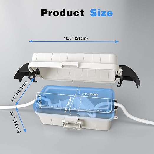 FLEMOON [2 Pack] IP55 Outdoor Electrical Box Waterproof with Detachable Awning Covers, 8.3 x 4.1 x 3.7 inch Weatherproof Extension Cord Cover, Easy Installation for Outdoor Plug, String Lights, White