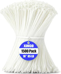 XINGO 16 Inch White Zip Ties 1500 PCS, 85 LBS Tensile Strength, UV Resistant Cable Ties, Premium Self-locking Plastic Ties for Indoor and Outdoor Use