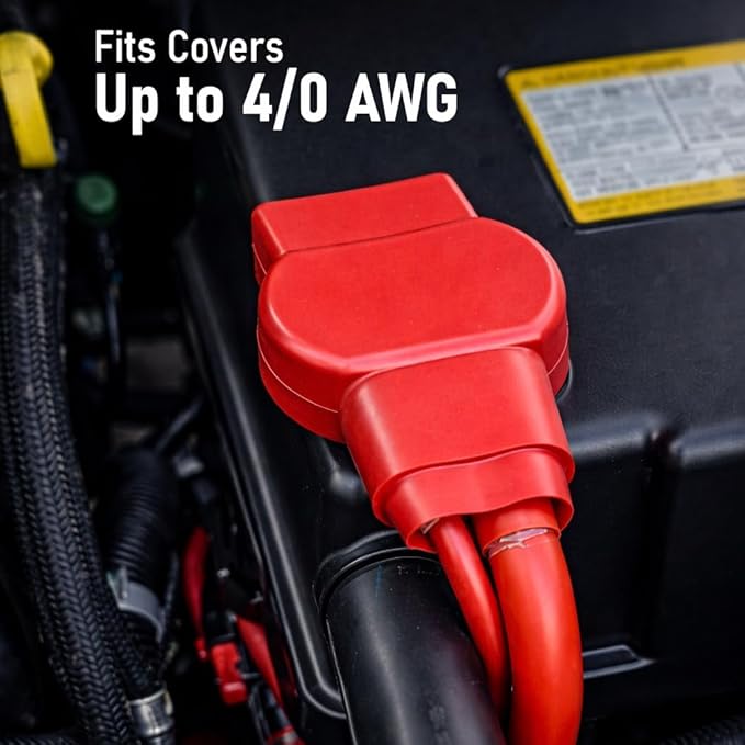 MGI SpeedWare Military Spec Heavy-Duty Battery Terminal Connectors, Top Post Positive and Negative End Pair with Insulator Covers