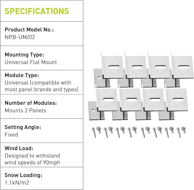 Newpowa Universal Z Bracket Mount 2 Sets- Flat Surface - Single Panel Up to 5-75w