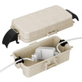 FLEMOON IP55 Outdoor Electrical Box Waterproof with Detachable Awning Covers, 8.3 x 4.1 x 3.7 inch Weatherproof Extension Cord Cover, Easy Installation for Outdoor Plug, Outlet, String Lights, Almond