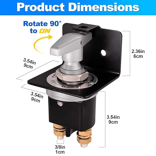 Spurtar Battery Disconnect Switch 12V 24V 36V with Lock-Out Plate 500A High Current Battery Kill Switch Power Cut Off Shut Off Isolator for Car Truck Winch RV Boat Backhoe Tractor Motorhome Hot Rods