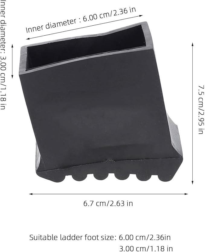 DOITOOL Werner Ladder Accessories 2Pcs Step Ladder Foot Covers Non Slip Ladder Feet Mat Folding Ladder Feet Rubber Pads Covers Ladder Foot Pads Ladder Leg Caps - Inner Size: 2.36 x 1.18 inch (Black)
