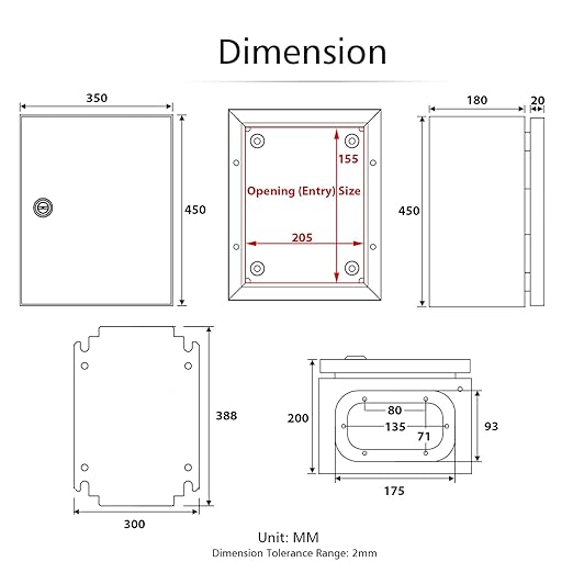 QILIPSU 304 Stainless Steel Electrical Box IP65 Waterproof Steel Project Enclosure Lockable Weatherproof Electric Junction Box for Indoor & Outdoor Use 18"x14"x8"