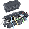 QUOBAS 2 Pack Outdoor Waterproof Electrical Box with 6 Cable Ports, IP54 Weatherproof Heavy-Duty Extension Cord Cover for Power Strips, Garden Power Tools, Holiday Lights, Gray