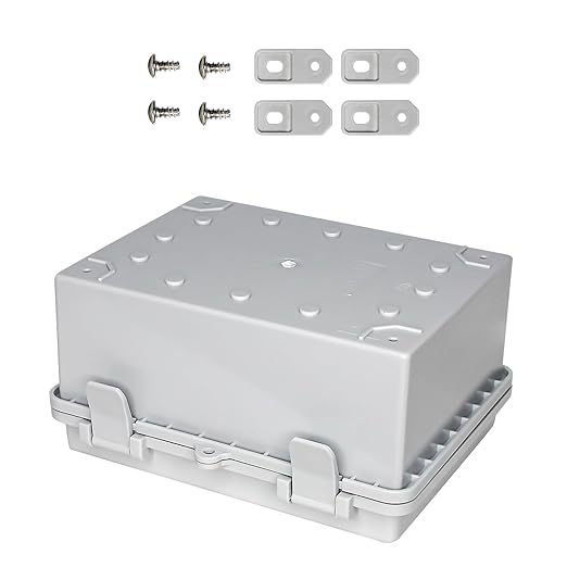 Waterproof Electrical Box Outdoor Project Junction Box ABS Plastic Housing with Latch Hinged Suitable for Landscape Lighting, Security Surveillance, DIY Projects etc(8.6"x6.6"x4.3")