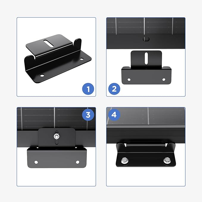 Solar Panel Mounting Z Brackets, Lightweight Aluminum Corrosion-Free Mounting Brackets, for RVs, Trailers, Boats, Yachts, Wall and Other Off Gird Roof Installation, 1 Set of 8 Units, Black