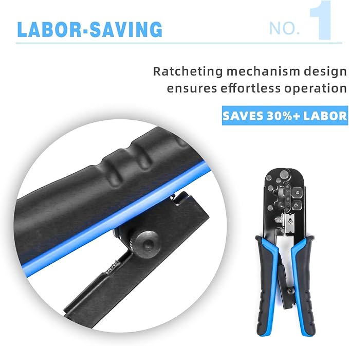 Network Crimper,Cable Stripper Cutter - RJ11 RJ12 RJ45 6P6C/4C,8P8C Connector Crimper Pliers, for Network and Telephone Cables,Ethernet Crimping Hand Tools