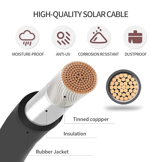 Solar Panel Extension Cable - TUV Listed 1Pair 12AWG 6FT Solar Extension Cable Black ＆ Red, PV Cable Wire with Male/Female Connectors