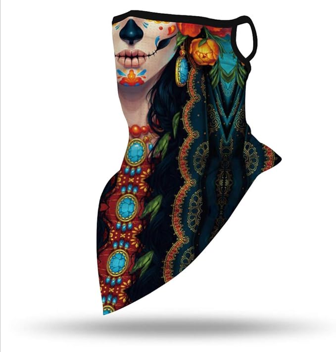 YAYOUREL Neck Gaiter Face Mask Bandanas for Men Women UV Face Scarf Cover Ear Loop Hole Facemask for Fishing Running Cycling