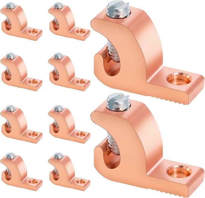 Swess 10 Packs Pool Bonding Lug, Screw Terminal, Copper, 4 AWG, 4-14 Wire Range
