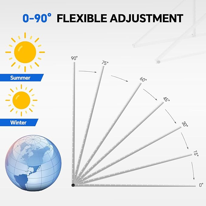 45 Inch 2 Sets Solar Panel Mounting Brackets Kit 0-90 Adjustable Solar Panel Tilt Mount Brackets for 100-400W Panels Windproof for Roof,RV,Ground, Boat and Off-Grid . (2Sets Upgrade)