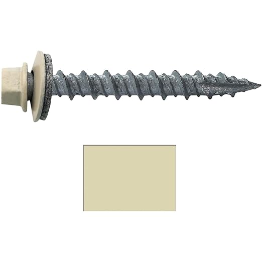 Metal ROOFING SCREWS: (250) 10 x 1-1/2" Ivory Hex Head Sheet Metal Roof Screw. Self starting metal to wood siding screws. EPDM washer. Colored head