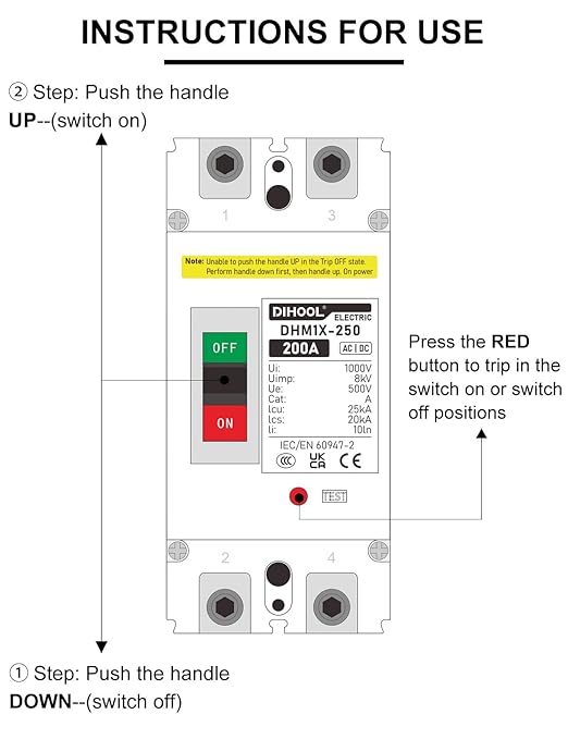 DIHOOL DC 200 Amp Breaker, 500V Battery Disconnect Switch for Main Power Station, UPS,Solar