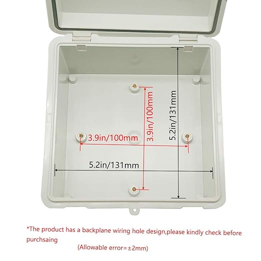 Zulkit Junction Box ABS Plastic Dustproof Waterproof IP65 Electrical Boxes Hinged Shell Outdoor Universal Project Enclosure with 2 Cable Glands 5.9 x 5.9 x 3.5 inch (150x150x90 mm)