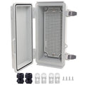 Waterproof Junction Box, ABS Plastic Electrical Box with Stainless Steel Latch, Hinged Cover Electric Project Enclosure Box with Mounting Plate, Wall Brackets & Cable Gland 7.9"x3.9"x2.8"