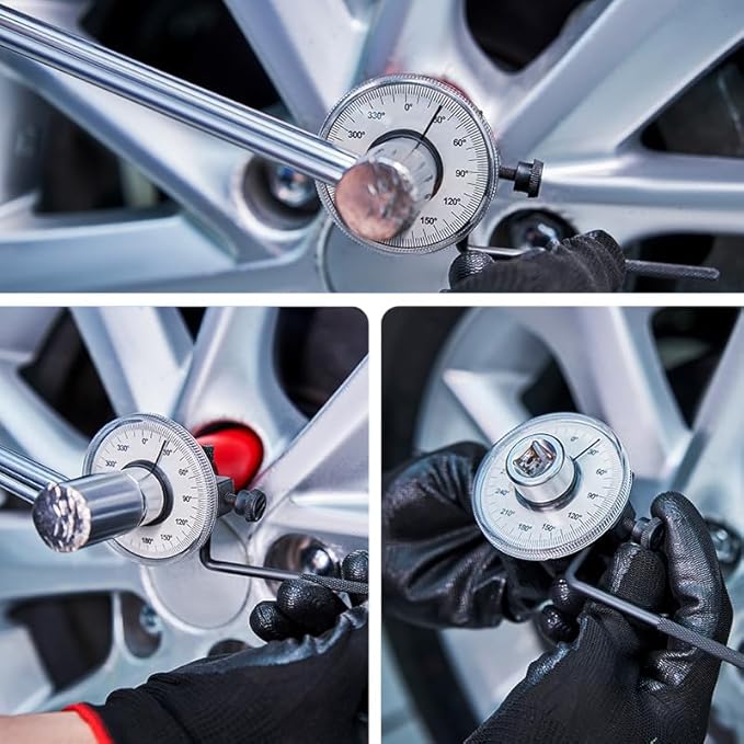 1/2 Inch Torque Wrench Angle Gauge Tool, 360° Adjustable 1/2" Drive Torque meter Wrench Set, Professional Measure Tool