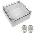 LeMotech Junction Box IP67 Waterproof Dustproof Electrical Box Project Box DIY Enclosure Gray with Transparent Clear Cover, External Size 7.9x7.9x3.7in (200x200x95mm)