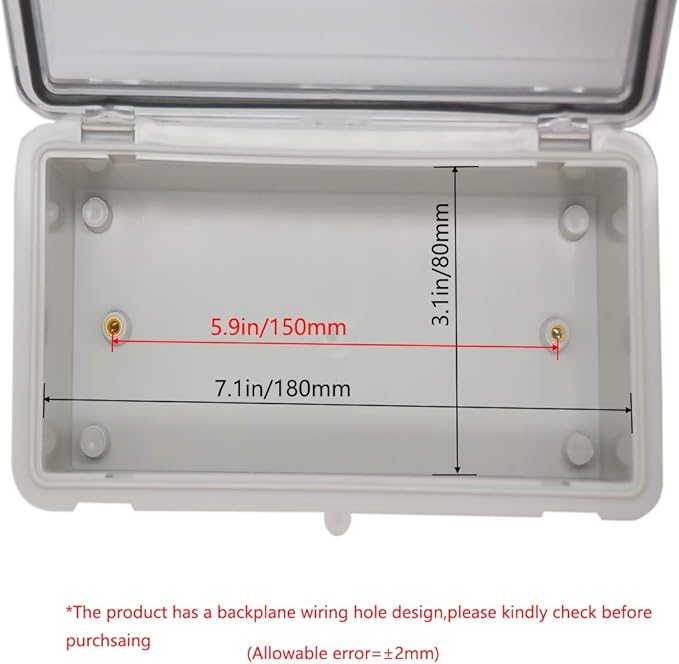 Zulkit 2pcs Junction Box ABS Plastic Dustproof Waterproof IP65 Electrical Boxes Hinged Shell Outdoor Universal Project Enclosure Clear Cover with 2 Cable Glands 7.9 x 3.9 x 2.8 inch (200x100x70mm)