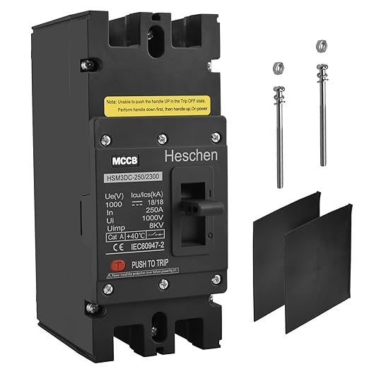 Heschen DC Molded Case Circuit Breaker MCCB, 2 Poles, DC1000V Photovoltaic Circuit Breaker, for Solar PV System Solar Panels Grid System (250A HSM3DC-250)