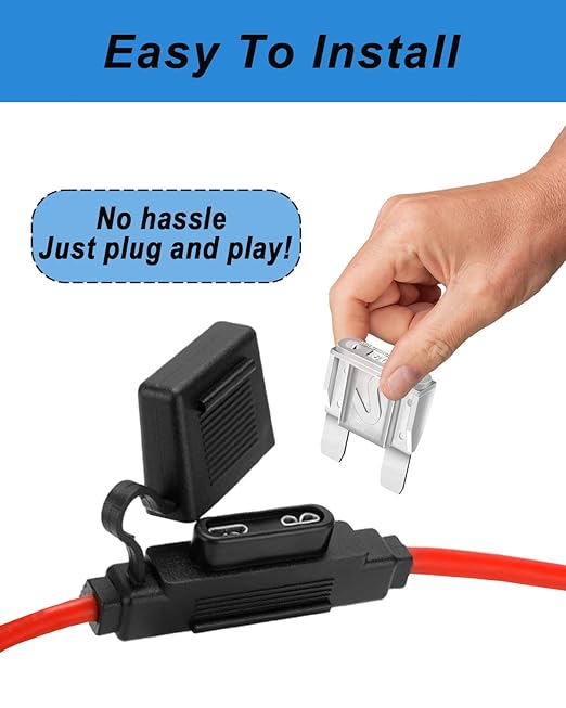 2 Pack Inline Maxi Fuse Holder - 8 AWG 12V Automotive Blade Fuse Holders with 2 Pcs 80 AMP Maxi Fuses