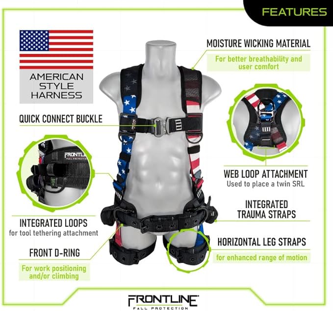 Frontline Full Body Harness | Suspension Trauma Straps| OSHA & ANSI Compliant