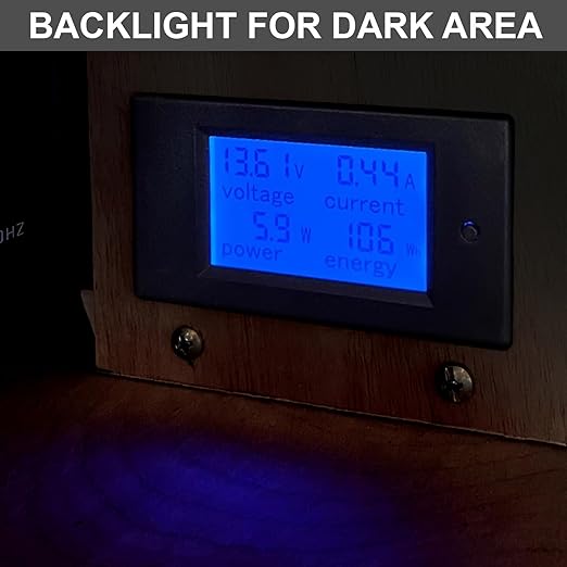 DROK DC Power Meter, 8-100V 100A Volt Amp Watt Meter, LCD Display Multimeter Voltage Current Energy RV Battery Monitor Voltmeter Ammeter Wattmeter with 100A Battery Shunt