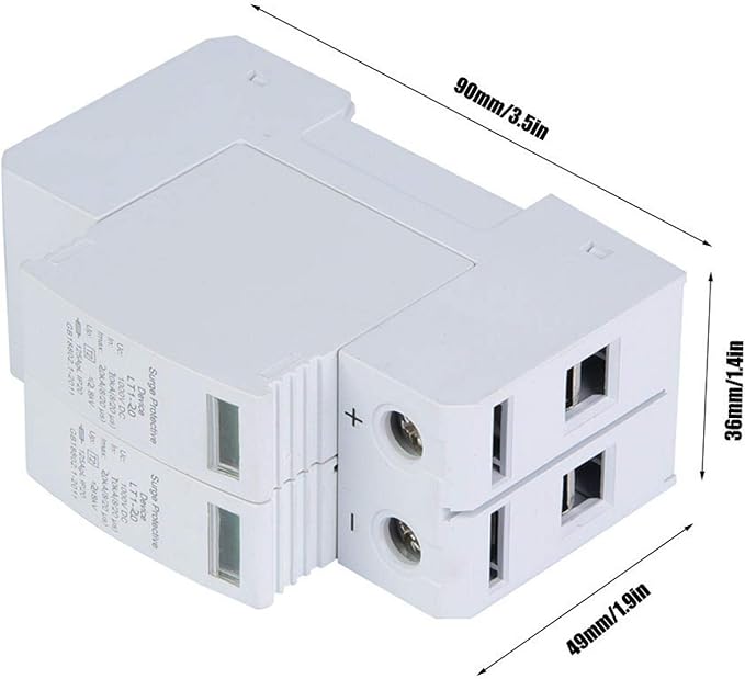 Dc Solar Surge Protector 2P Surge Protective Device DC Photovoltaic Lightning Protector Low-voltage Arrester(2P20KA)