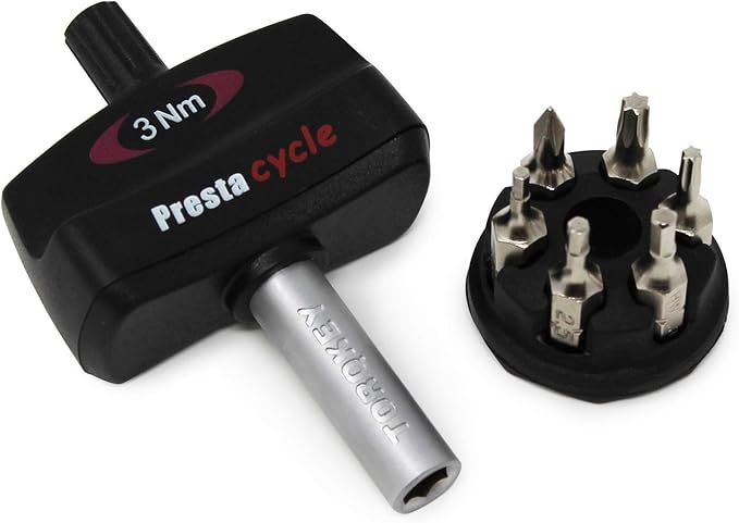 Prestacycle Mini Bike TorqKeys - Preset Torque Tool w/6 Bits & Holder – Compatible with Standard 1/4" hex bit - Choose from Sizes: 3Nm, 4Nm, 5Nm.