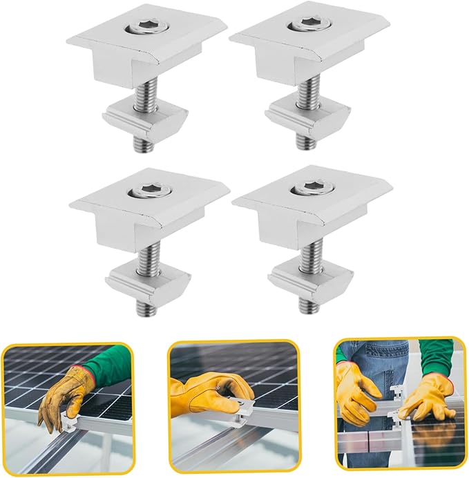 4pcs Solar Panel Bracket Mounting Brackets Nuts and Bolts for Bendable Aluminum Profile No Drill Solar Photovoltaic Mounts Kit