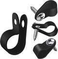 mankk 50PCS 1/2 Inch Rope Light Clips P-Style Mounting Clips Plastic Cable Clamps with Compatible Stainless Steel Pan Head Phillips Screws for Wire Management M-030-BK-LS