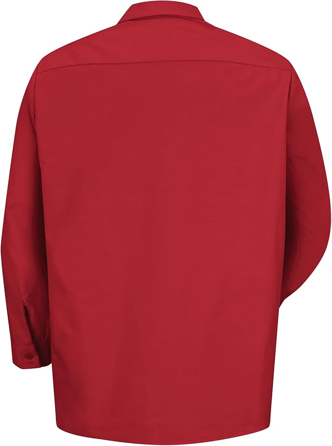 Red Kap Men's Long Sleeve Industrial Work Shirt | Moisture Wicking Button Up, Wrinkle Resistance Fights Fading & Stains