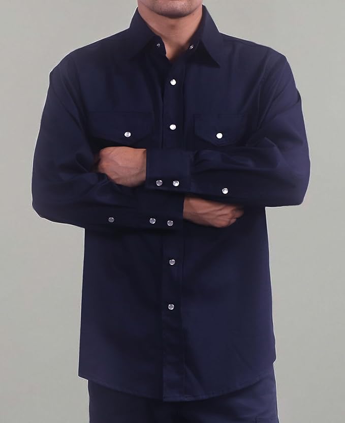 VATRENUS FR Shirts for Men 6.5oz Button Down Flame Resistant 100% Cotton Men's Pre-Washed Fire Retardant Work Shirt