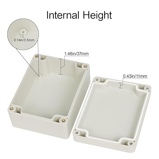 LeMotech Waterproof Dustproof IP65 ABS Plastic Junction Box Universal Electric Project Enclosure Pale Gray 4.5 x 3.5 x 2.1 inch (115 x 90 x 55 mm)