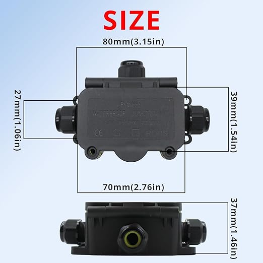 MAKERELE Open Splice Boxes Clamshell-Type IP68 Small Outdoor Junction Box Waterproof Electrical Underground Cable Line Wires Power Cord Connector Protection Maximum Inner Diameter 8mm