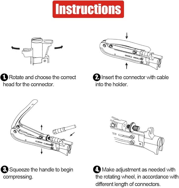 Hilitchi 5 in 1 Coaxial Compression Tool with Instruction Manual Coax Cable Crimper Cable Stripper RG6 RG59 RG11 75-5 75-7 Screwdriver and Micro Cutter with 10 PCS F Compression Connectors Blue RG6