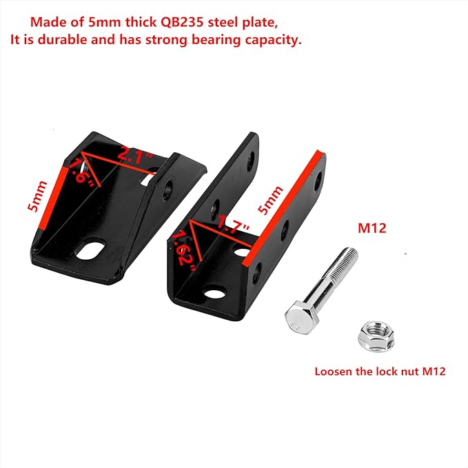 2-Pack Heavy Duty 180 Degree Turn Joint Connector Brackets,Base for All 1-5/8" Strut Channel,Solar Panel Bracket for 3-Way Channel Cross Section.(Black)