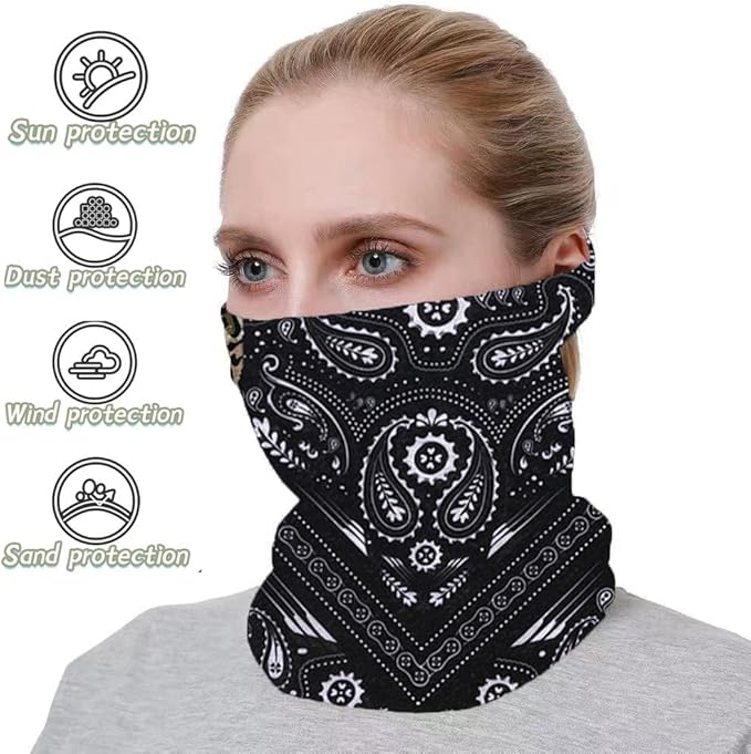 Neck Gaiter Face Cover Bandana Mask Scarf, Breathable Sun& Dust-proof for Cycling Running Fishing Hiking