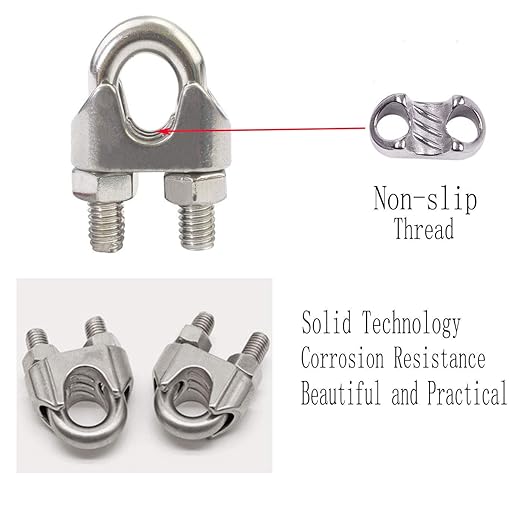 20Pcs M2 Wire Rope Clamp 304 Stainless Steel 1/16 inch Wire Rope Cable Clip Clamp