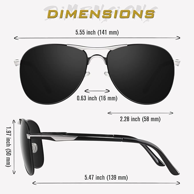 GQUEEN Classic Military Style Pilot Polarized Sunglasses Spring Hinges Al-Mg for mens womens MOS1