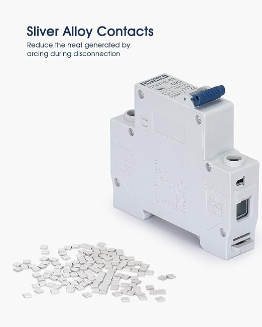 DC Miniature Circuit Breaker, 2 Pack 20 Amp Single Pole 250V DIN Rail Mount Isolator for Solar PV System, Thermal Magnetic Trip Solar Disconnect Switch DC MCB 1P C20