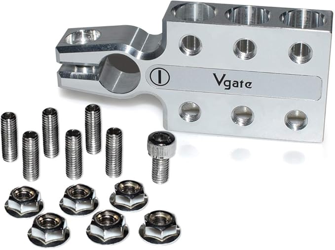Vgate Lead Acid Battery Terminal Clamps, 8AWG up to 4/0(XL) AWG Gauge, 12-Way Connectors, Positive and Negative (+/-)(Pair) for SAE/DIN/EN Tapered Top Post