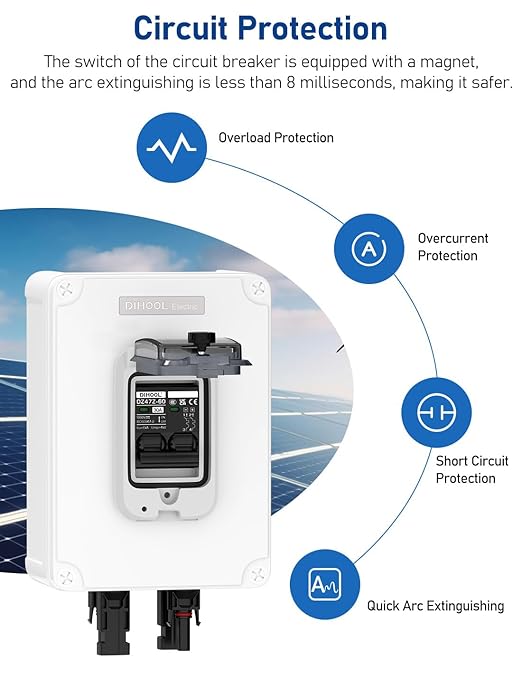 DIHOOL Outdoor Circuit Breaker Box, 30 Amp PV Solar Disconnect Switch for RV, Solar Panel Junction Box